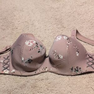 Cacique Floral Print Bra in Soft Pink